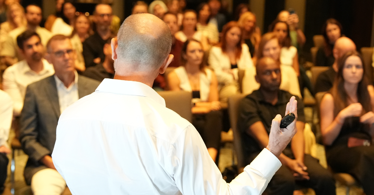 David Singleton presenting to an audience