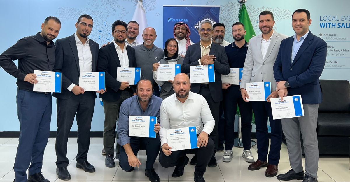 Daikin leaders receiving Grow Leader as Coach Development certificates